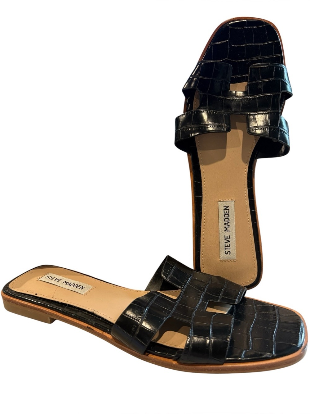 Steve Madden - Women's Hadyn Flat slide, Sandals, Shoes. Size 8. Black
